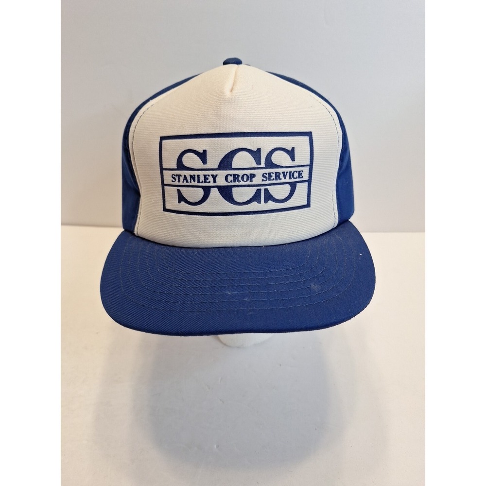 VTG Stanley Crop Serviceโ Strapback Hat Baseball Cap Farm Farming Blue And White
